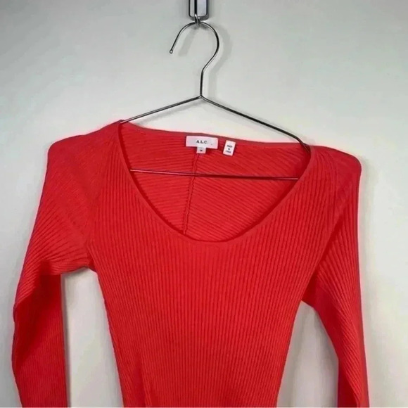 A.L.C. Coral Ribbed Long Sleeve Cropped Top - Picture 3 of 6